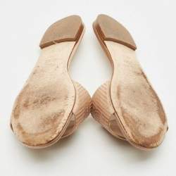 Pre Owned Fendi Beige Satin Logo Embroidered Flat Slides Size 37.5