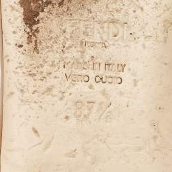 Pre Owned Fendi Beige Satin Logo Embroidered Flat Slides Size 37.5