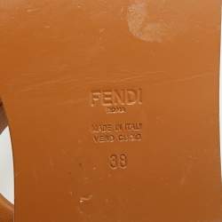 Pre Owned Fendi Brown Leather Buckle Flats Slide Size 38