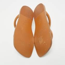 Pre Owned Fendi Brown Leather Buckle Flats Slide Size 38