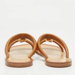 Pre Owned Fendi Brown Leather Buckle Flats Slide Size 38