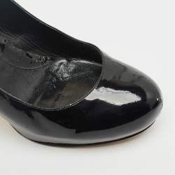 Pre Owned Fendi Black Patent Leather Zucca Heel Platform Pumps Size 41