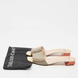 Pre Owned Fendi Tricolor Patent Leather Slide Sandals Size 39