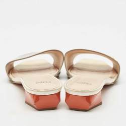 Pre Owned Fendi Tricolor Patent Leather Slide Sandals Size 39