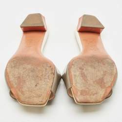 Pre Owned Fendi Tricolor Patent Leather Slide Sandals Size 39