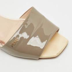 Pre Owned Fendi Tricolor Patent Leather Slide Sandals Size 39