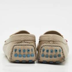 Pre Owned Fendi Grey Leather FF Logo Loafers Size 37.5