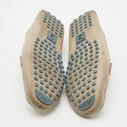 Pre Owned Fendi Grey Leather FF Logo Loafers Size 37.5