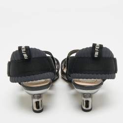 Pre Owned حذاء كعب عالي فندي فتحة كعب Colibri قماش وPVC وجلد رمادي/ أسود مقاس 36