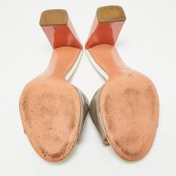 Pre Owned Fendi Tricolor Patent Leather Slide Sandals Size 40