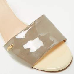 Pre Owned Fendi Tricolor Patent Leather Slide Sandals Size 40