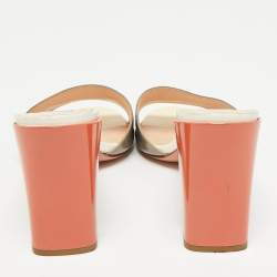 Pre Owned Fendi Tricolor Patent Leather Slide Sandals Size 40