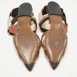 Pre Owned Fendi Orange/Brown Zucca PVC and Leather Colibri Slingback Flat Sandals Size 40