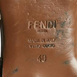 Pre Owned Fendi Orange/Brown Zucca PVC and Leather Colibri Slingback Flat Sandals Size 40