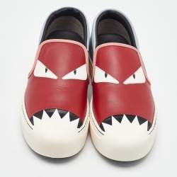 Pre Owned Fendi Multicolor Leather Monster Slip On Sneakers Size 40
