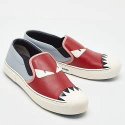 Pre Owned Fendi Multicolor Leather Monster Slip On Sneakers Size 40