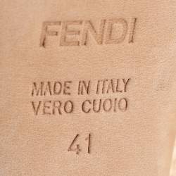 Pre Owned Fendi Beige Woven Straw Fendista Bow Platform Slingback Sandals Size 41