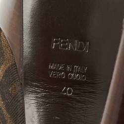 Pre Owned Fendi Brown Zucca Canvas Open Toe Platform Slingback Sandals Size 40