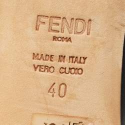 Pre Owned Fendi Black Leather Flowerland Slide Sandals Size 40