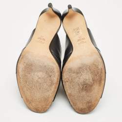 Pre Owned Fendi Black Leather Flowerland Slide Sandals Size 40