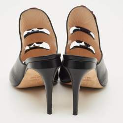 Pre Owned Fendi Black Leather Flowerland Slide Sandals Size 40