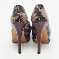 Pre Owned Fendi Multicolor Python Fendista Platform Pumps Size 39.5
