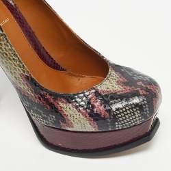 Pre Owned Fendi Multicolor Python Fendista Platform Pumps Size 39.5