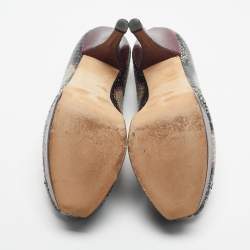 Pre Owned Fendi Multicolor Python Fendista Platform Pumps Size 39.5