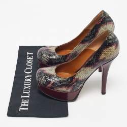 Pre Owned Fendi Multicolor Python Fendista Platform Pumps Size 39.5