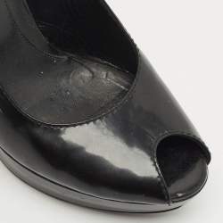 Pre Owned Fendi Black Patent Leather Fendista Platform Slingback Pumps Size 39