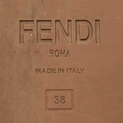 Pre Owned Fendi Black FF Logo Embroidered Fabric Ankle Wrap Espadrille Flats Size 38