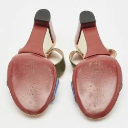 Pre Owned Fendi Multicolor Patent Leather Wedge Slide Sandals Size 39