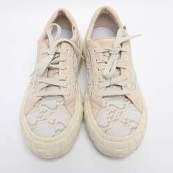 Pre Owned Fendi Tricolor Embroidered Canvas and Leather Low Top Sneakers Size 40