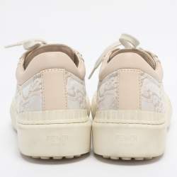 Pre Owned Fendi Tricolor Embroidered Canvas and Leather Low Top Sneakers Size 40