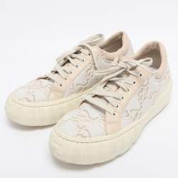 Pre Owned Fendi Tricolor Embroidered Canvas and Leather Low Top Sneakers Size 40