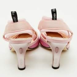 مملوكة مسبقًا Fendi Pink Ombre Mesh and Canvas Colibri Slingback Pumps Size 38