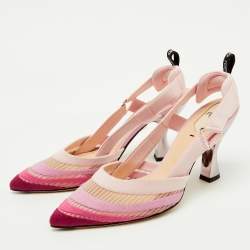 مملوكة مسبقًا Fendi Pink Ombre Mesh and Canvas Colibri Slingback Pumps Size 38