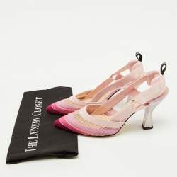 مملوكة مسبقًا Fendi Pink Ombre Mesh and Canvas Colibri Slingback Pumps Size 38