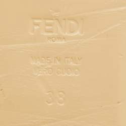 Pre Owned Fendi Silver Leather Flowerland Embellished Flat Slide Sandals Size 38