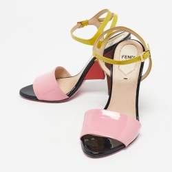 Pre Owned Fendi Multicolor Patent Leather Ankle Strap Sandals Size 37
