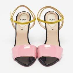 Pre Owned Fendi Multicolor Patent Leather Ankle Strap Sandals Size 37