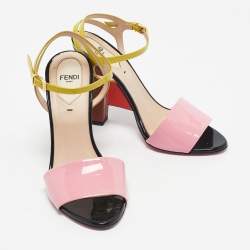Pre Owned Fendi Multicolor Patent Leather Ankle Strap Sandals Size 37