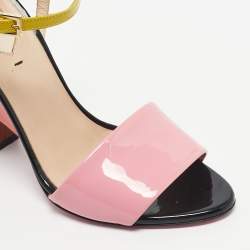 Pre Owned Fendi Multicolor Patent Leather Ankle Strap Sandals Size 37