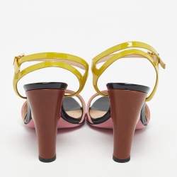 Pre Owned Fendi Multicolor Patent Leather Ankle Strap Sandals Size 37