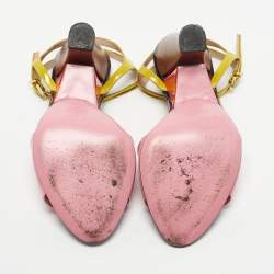 Pre Owned Fendi Multicolor Patent Leather Ankle Strap Sandals Size 37