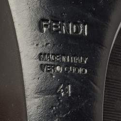 Pre Owned Fendi Black Canvas Logo Wedges Sandals Size  41