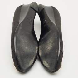 Pre Owned Fendi Black Canvas Logo Wedges Sandals Size  41