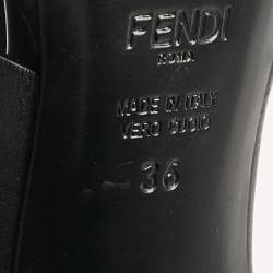 Pre Owned Fendi Black Patent and Leather Flowerland Criss Cross Slide Sandals Size 36