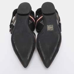 Pre Owned حذاء مسطح خلفي فنيدي شبك وجلد ملون زوكا مقاس 36