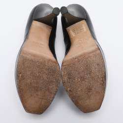 Pre Owned Fendi Black Leather Fendista Platform Pumps Size 38